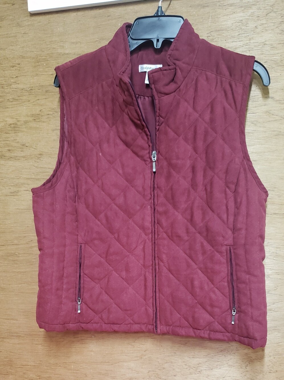 Croft & Barrow Diamond Quilted Burgundy Full Zip Vest PL